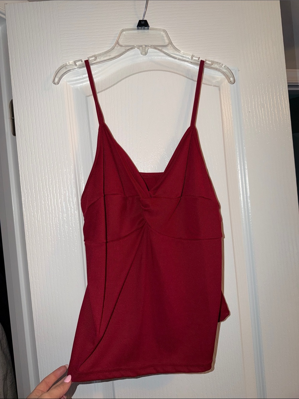 Sleeveless V-Neck Red Camisole Tank Top